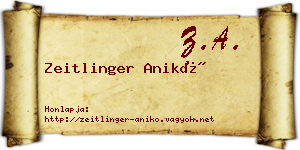 Zeitlinger Anikó névjegykártya